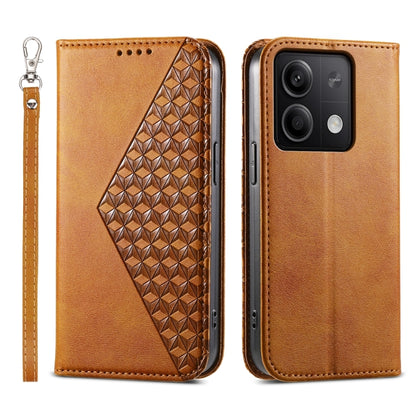 Cubic Grid Calf Texture Magnetic Leather Phone Case