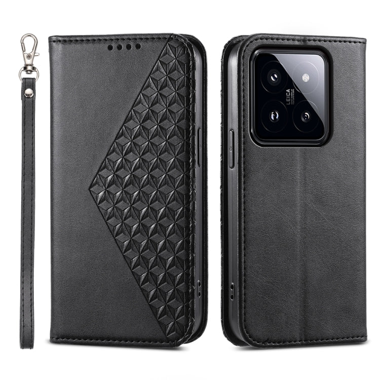 Cubic Grid Calf Texture Magnetic Leather Phone Case, Series 1