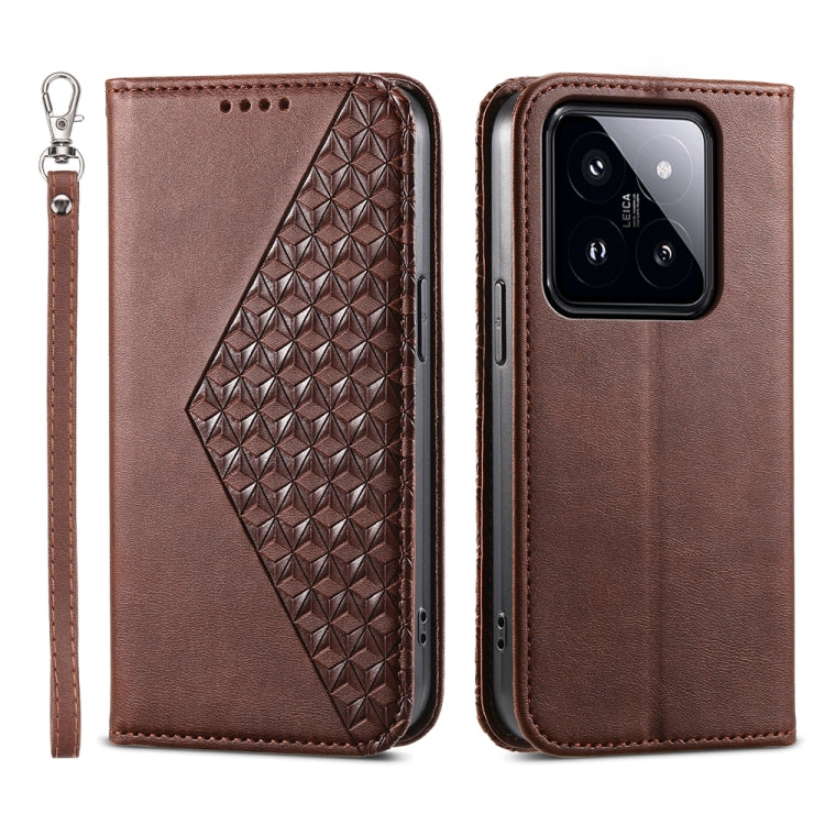 Cubic Grid Calf Texture Magnetic Leather Phone Case, Series 1