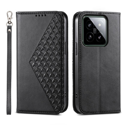 Cubic Grid Calf Texture Magnetic Leather Phone Case