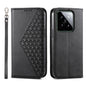 Cubic Grid Calf Texture Magnetic Leather Phone Case