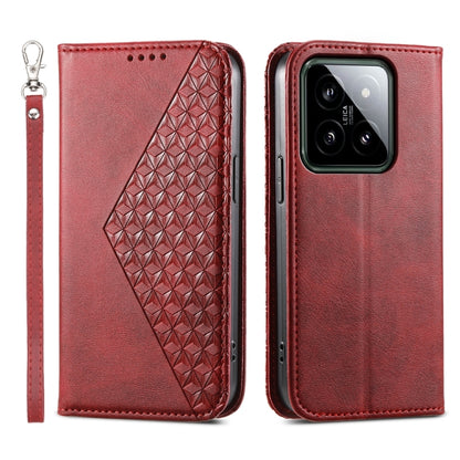 Cubic Grid Calf Texture Magnetic Leather Phone Case