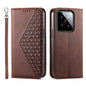 Cubic Grid Calf Texture Magnetic Leather Phone Case
