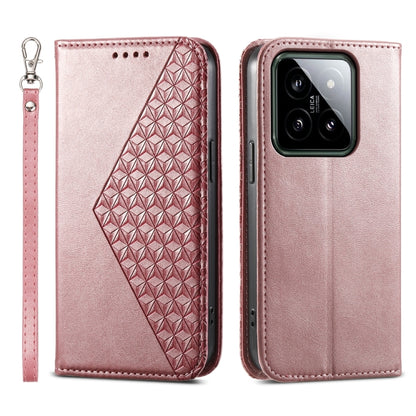 Cubic Grid Calf Texture Magnetic Leather Phone Case