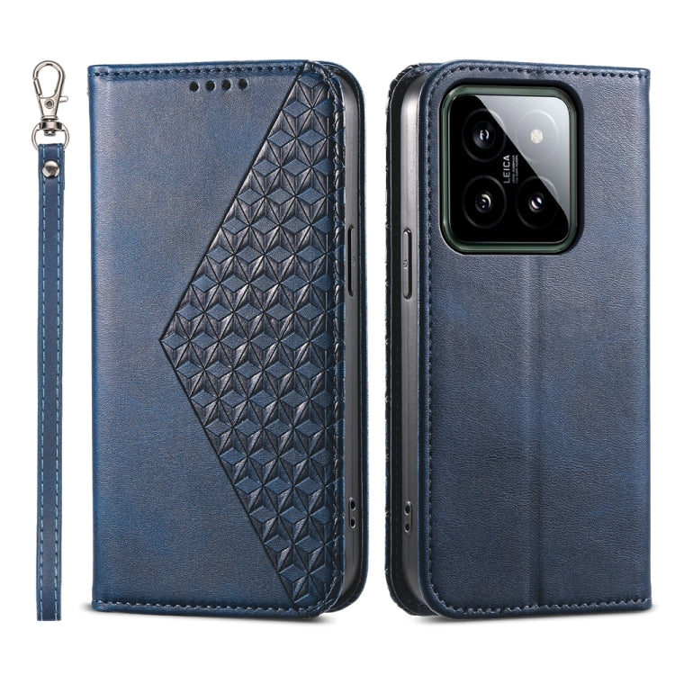 Cubic Grid Calf Texture Magnetic Leather Phone Case
