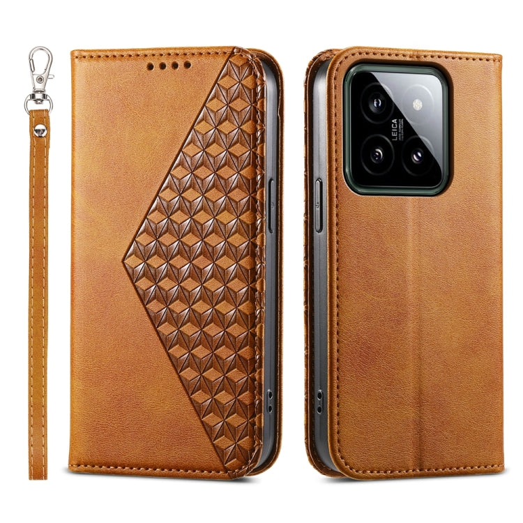 Cubic Grid Calf Texture Magnetic Leather Phone Case