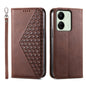 Cubic Grid Calf Texture Magnetic Leather Phone Case
