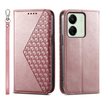 Cubic Grid Calf Texture Magnetic Leather Phone Case