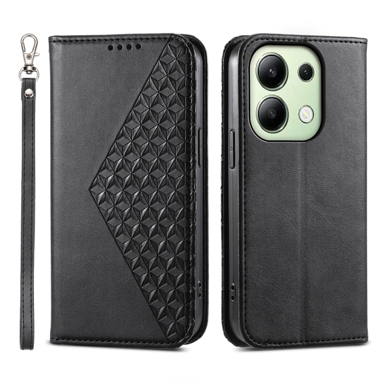 Cubic Grid Calf Texture Magnetic Leather Phone Case