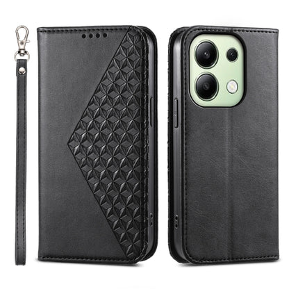 Cubic Grid Calf Texture Magnetic Leather Phone Case