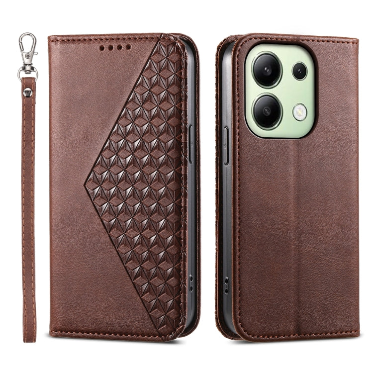 Cubic Grid Calf Texture Magnetic Leather Phone Case