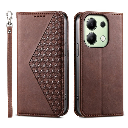 Cubic Grid Calf Texture Magnetic Leather Phone Case