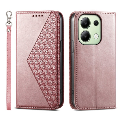 Cubic Grid Calf Texture Magnetic Leather Phone Case