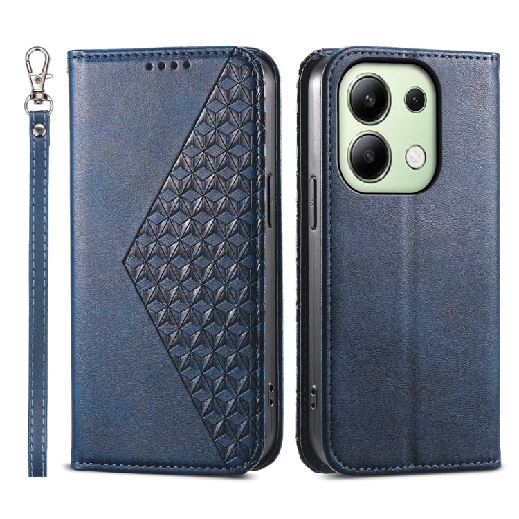 Cubic Grid Calf Texture Magnetic Leather Phone Case