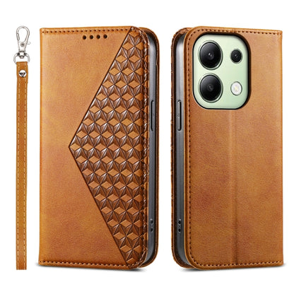 Cubic Grid Calf Texture Magnetic Leather Phone Case
