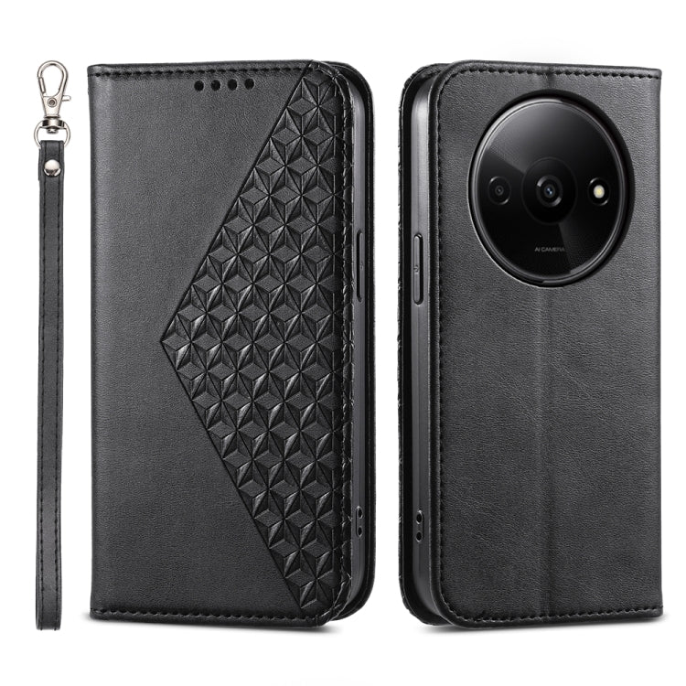 Cubic Grid Calf Texture Magnetic Leather Phone Case