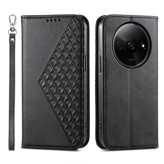 Cubic Grid Calf Texture Magnetic Leather Phone Case