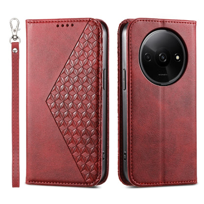 Cubic Grid Calf Texture Magnetic Leather Phone Case