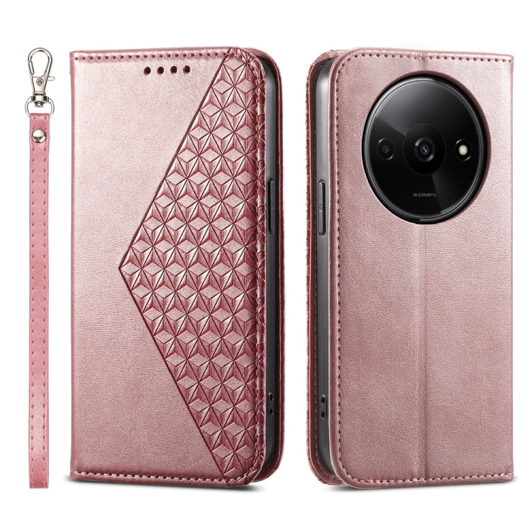 Cubic Grid Calf Texture Magnetic Leather Phone Case