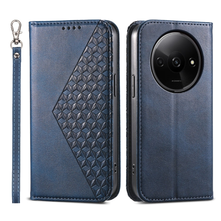 Cubic Grid Calf Texture Magnetic Leather Phone Case