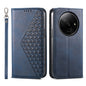 Cubic Grid Calf Texture Magnetic Leather Phone Case