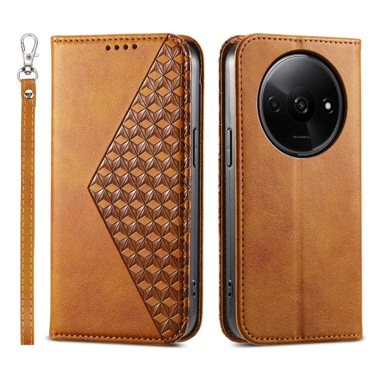 Cubic Grid Calf Texture Magnetic Leather Phone Case