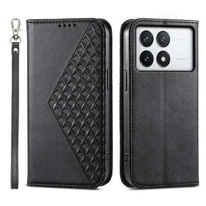 Cubic Grid Calf Texture Magnetic Leather Phone Case