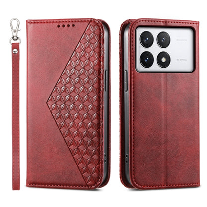 Cubic Grid Calf Texture Magnetic Leather Phone Case