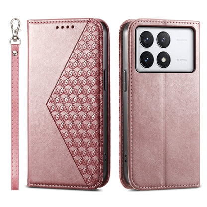 Cubic Grid Calf Texture Magnetic Leather Phone Case