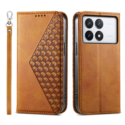 Cubic Grid Calf Texture Magnetic Leather Phone Case