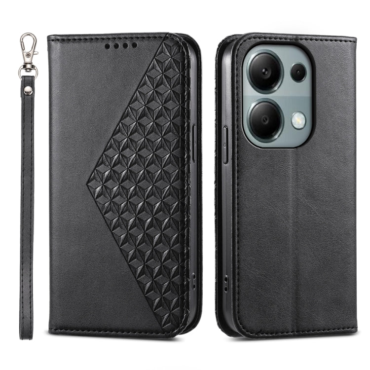 Cubic Grid Calf Texture Magnetic Leather Phone Case