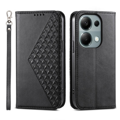 Cubic Grid Calf Texture Magnetic Leather Phone Case