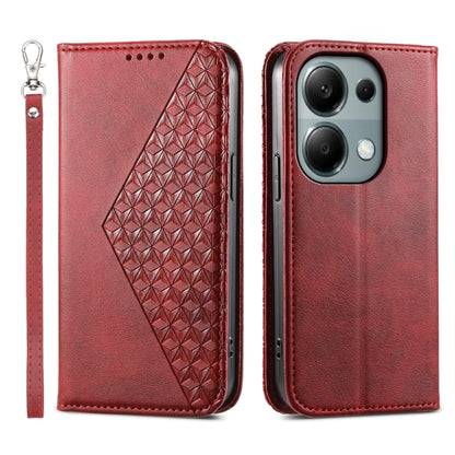Cubic Grid Calf Texture Magnetic Leather Phone Case