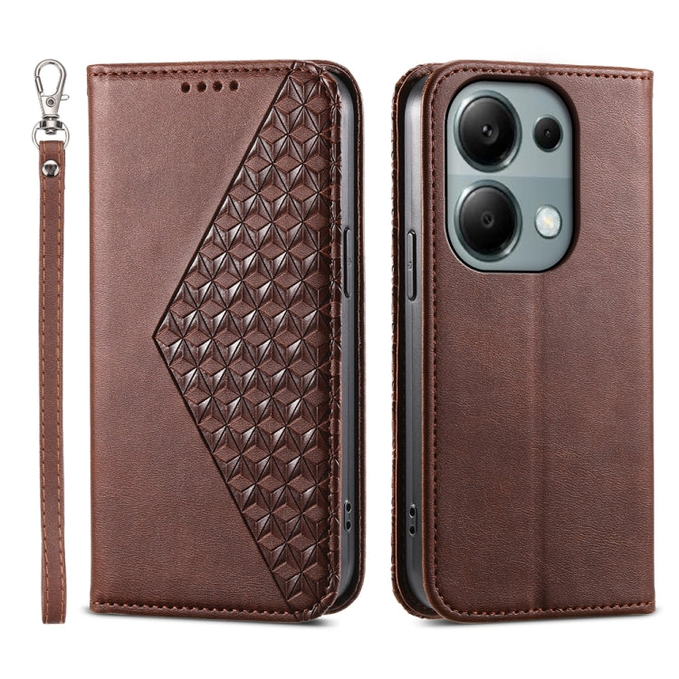 Cubic Grid Calf Texture Magnetic Leather Phone Case