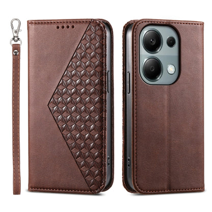 Cubic Grid Calf Texture Magnetic Leather Phone Case