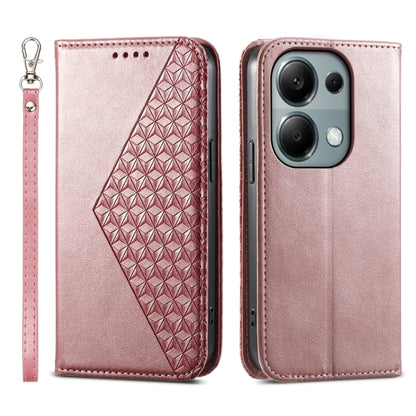 Cubic Grid Calf Texture Magnetic Leather Phone Case