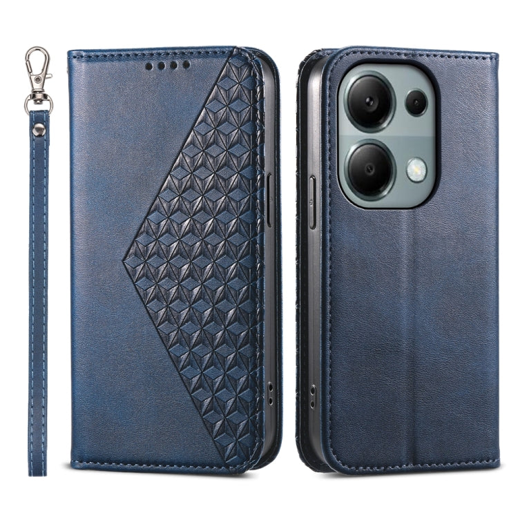 Cubic Grid Calf Texture Magnetic Leather Phone Case