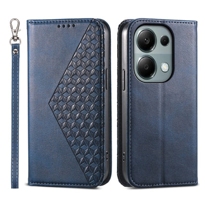 Cubic Grid Calf Texture Magnetic Leather Phone Case