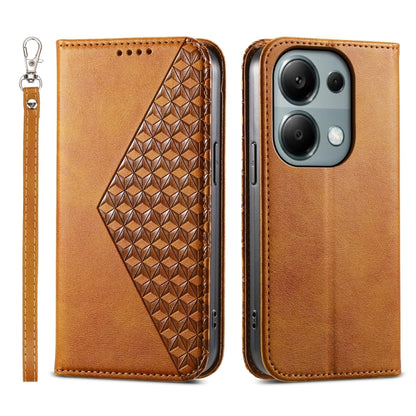 Cubic Grid Calf Texture Magnetic Leather Phone Case