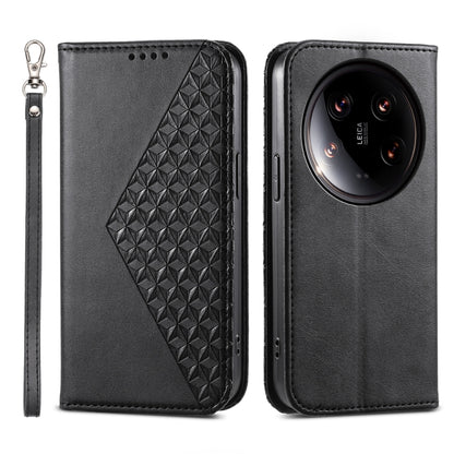 Cubic Grid Calf Texture Magnetic Leather Phone Case