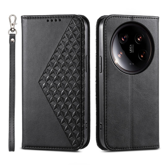Cubic Grid Calf Texture Magnetic Leather Phone Case