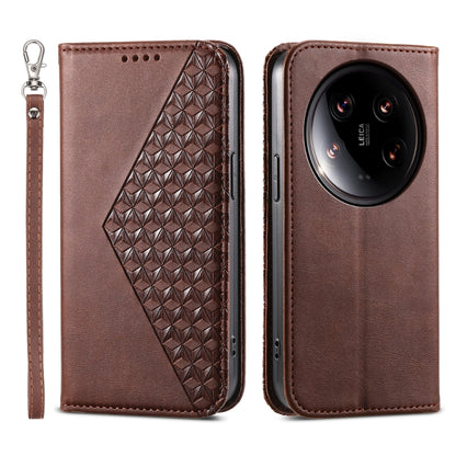 Cubic Grid Calf Texture Magnetic Leather Phone Case