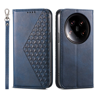 Cubic Grid Calf Texture Magnetic Leather Phone Case