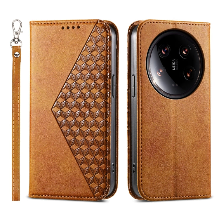 Cubic Grid Calf Texture Magnetic Leather Phone Case