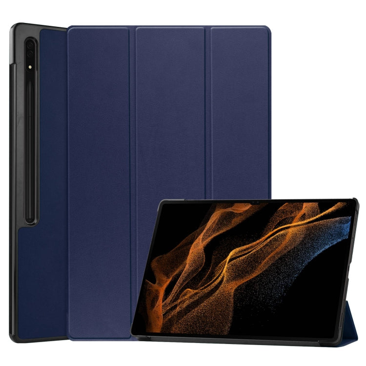 Custer Pure Color 3-Fold Holder Smart Leather Tablet Case