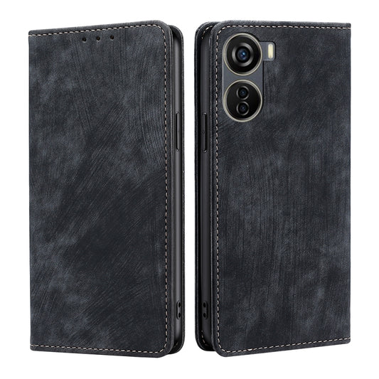 RFID Anti-theft Brush Magnetic Leather Phone Case, For ZTE Axon 40 Lite