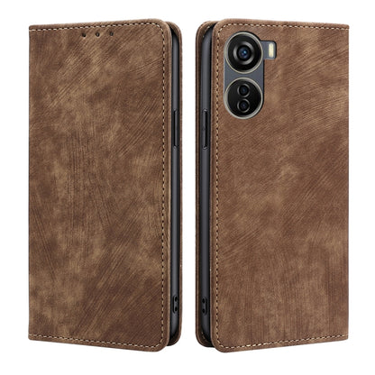 RFID Anti-theft Brush Magnetic Leather Phone Case, For ZTE Axon 40 Lite