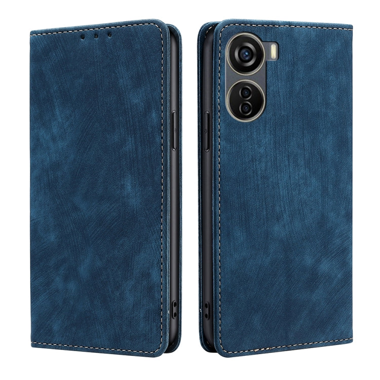 RFID Anti-theft Brush Magnetic Leather Phone Case, For ZTE Axon 40 Lite