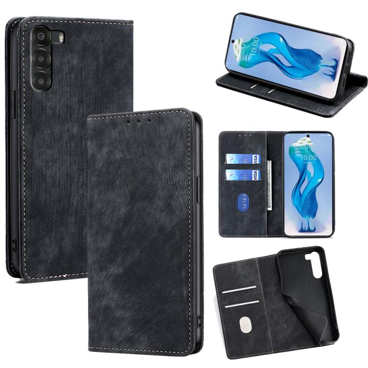 RFID Anti-theft Brush Magnetic Leather Phone Case, For ZTE Kantan Sumaho 4 A402ZT, For ZTE Blade A35e 4G, For ZTE nubia S 5G A403ZT, For ZTE nubia RedMagic 10 Pro
