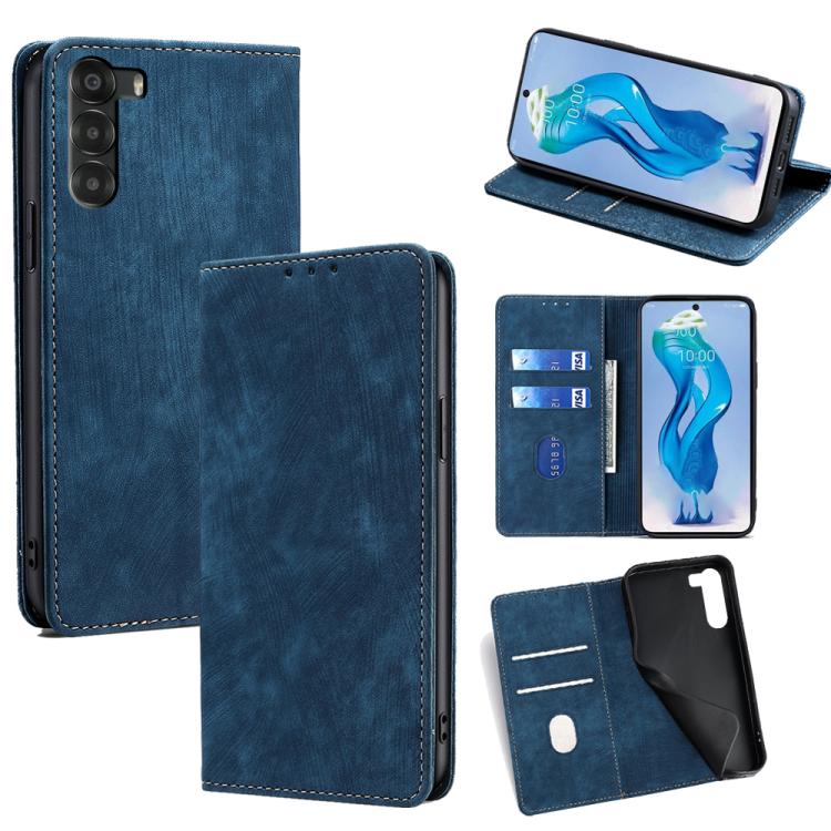 RFID Anti-theft Brush Magnetic Leather Phone Case, For ZTE Kantan Sumaho 4 A402ZT, For ZTE Blade A35e 4G, For ZTE nubia S 5G A403ZT, For ZTE nubia RedMagic 10 Pro